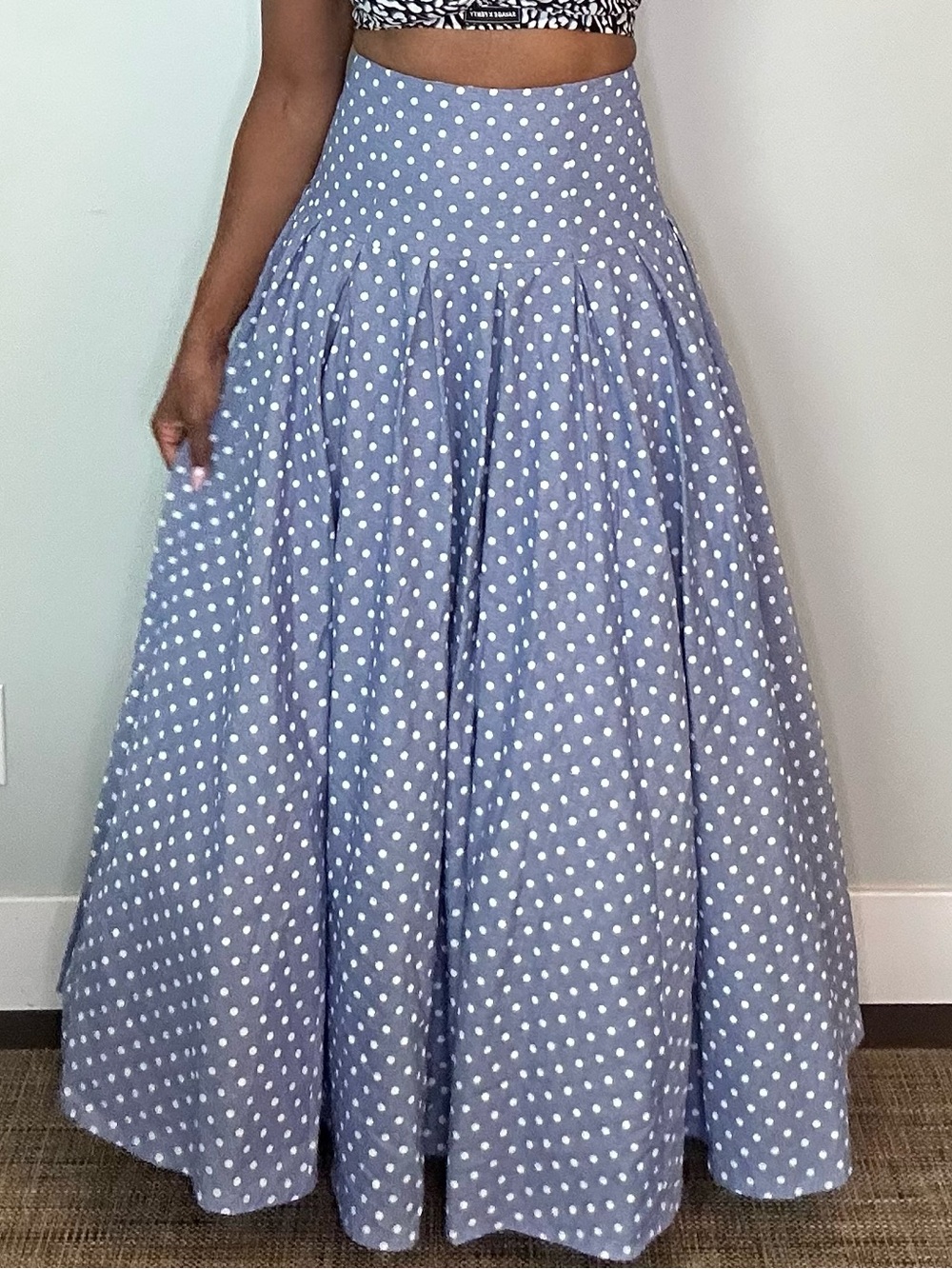 Shabby Apple Blue Polka Dot Maxi Skirt